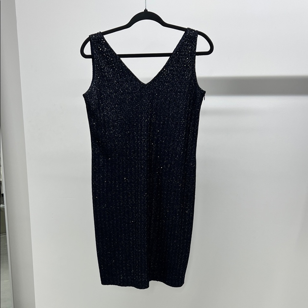 St. John Navy Studded Sleeveless Dress